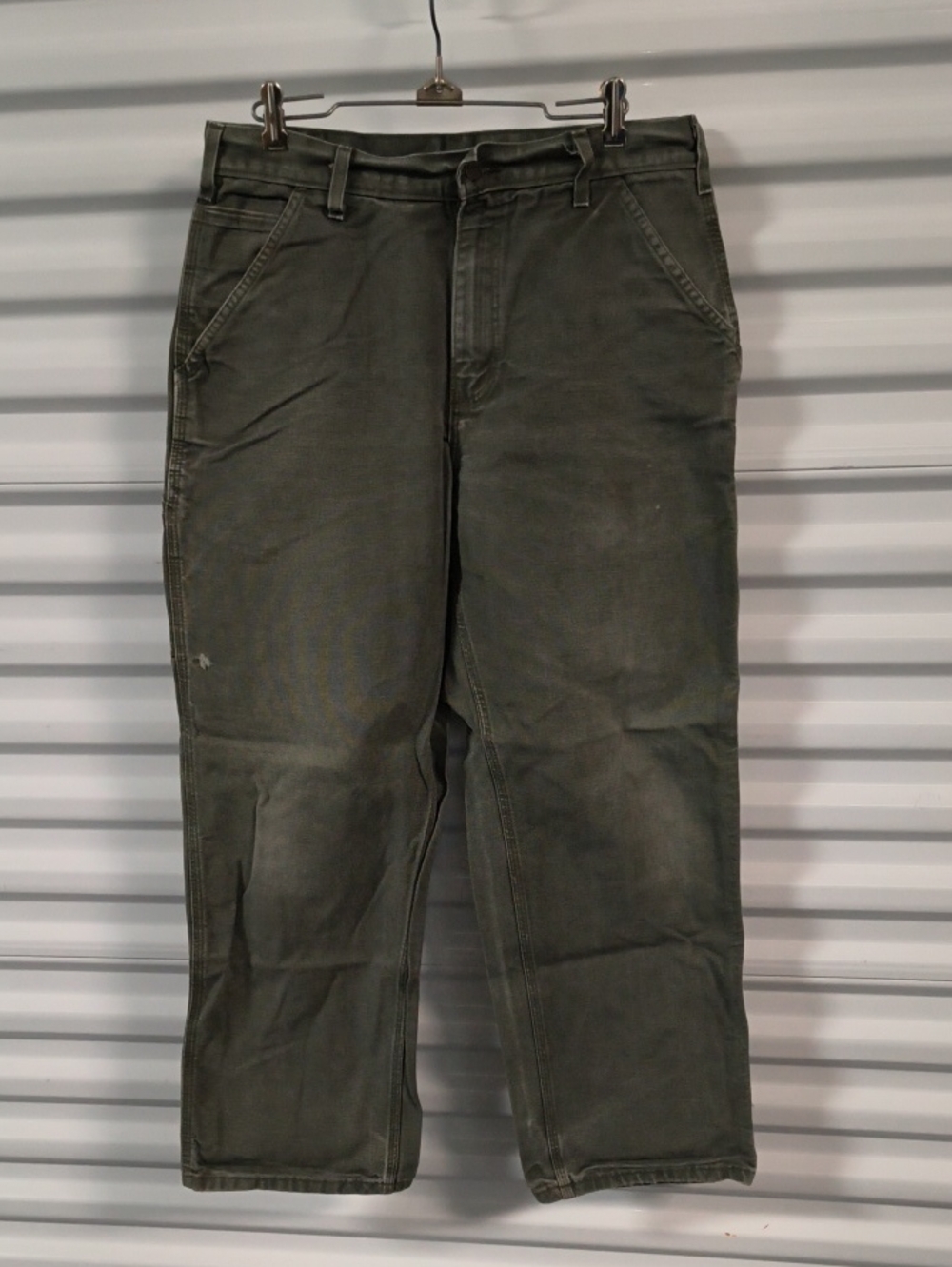 Vtg Carhartt Cargo Pants Men's 32 X 30 Green Distressed Canvas Workwear
